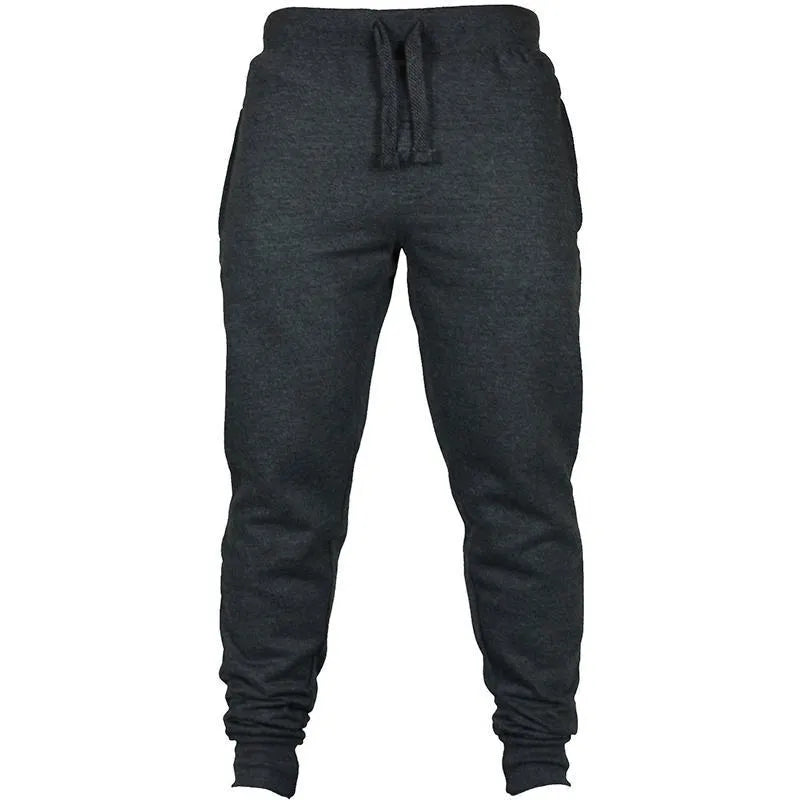 Men's cotton fleece casual pants with drawstring waist in neutral colours