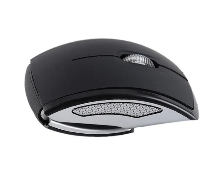 Wireless foldable mouse in black with 2.4GHz receiver and compact ABS body