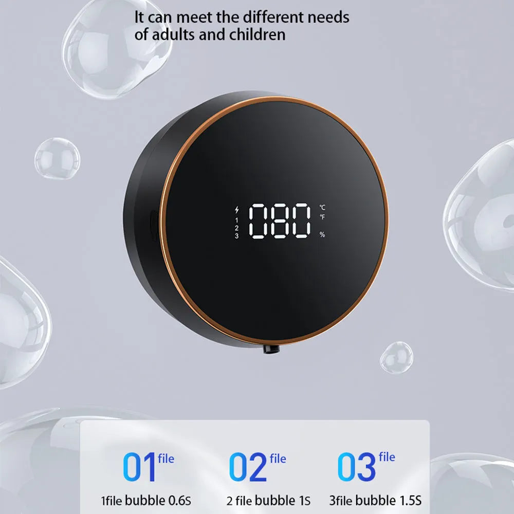 Black smart auto sensing wall mounted foam dispenser with USB charging port