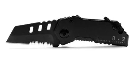 Pocket folding knife 567 black 440C steel serrated blade stainless steel handle 85mm closed length 5mm