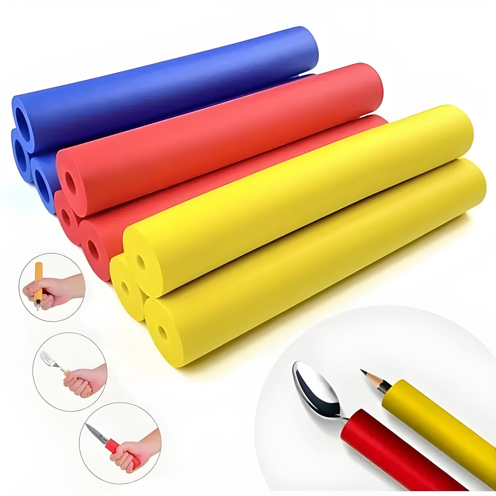 Set of black rubber grip hoses for securing tableware handles and pens
