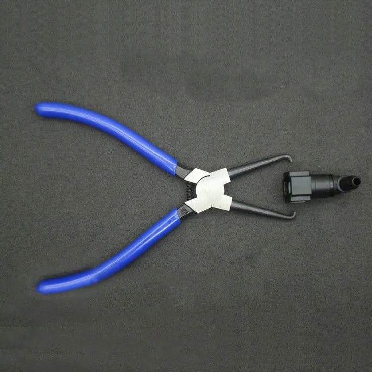 Iron and rubber caliper tubing pliers for automotive fuel line maintenance, shown in L and S sizes.