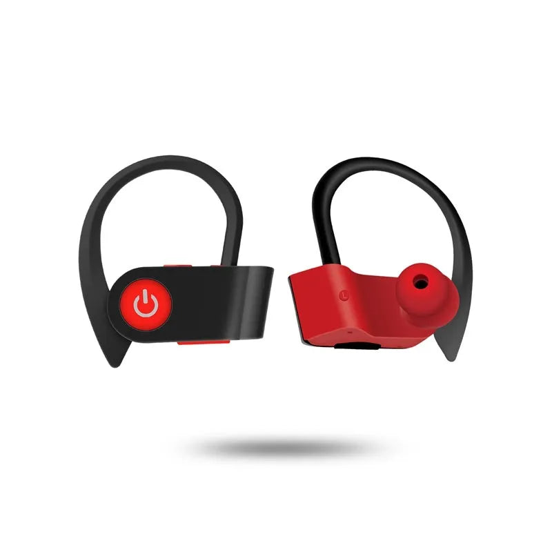 Wireless Bluetooth earphones in black, grey, or red with V5.0 technology