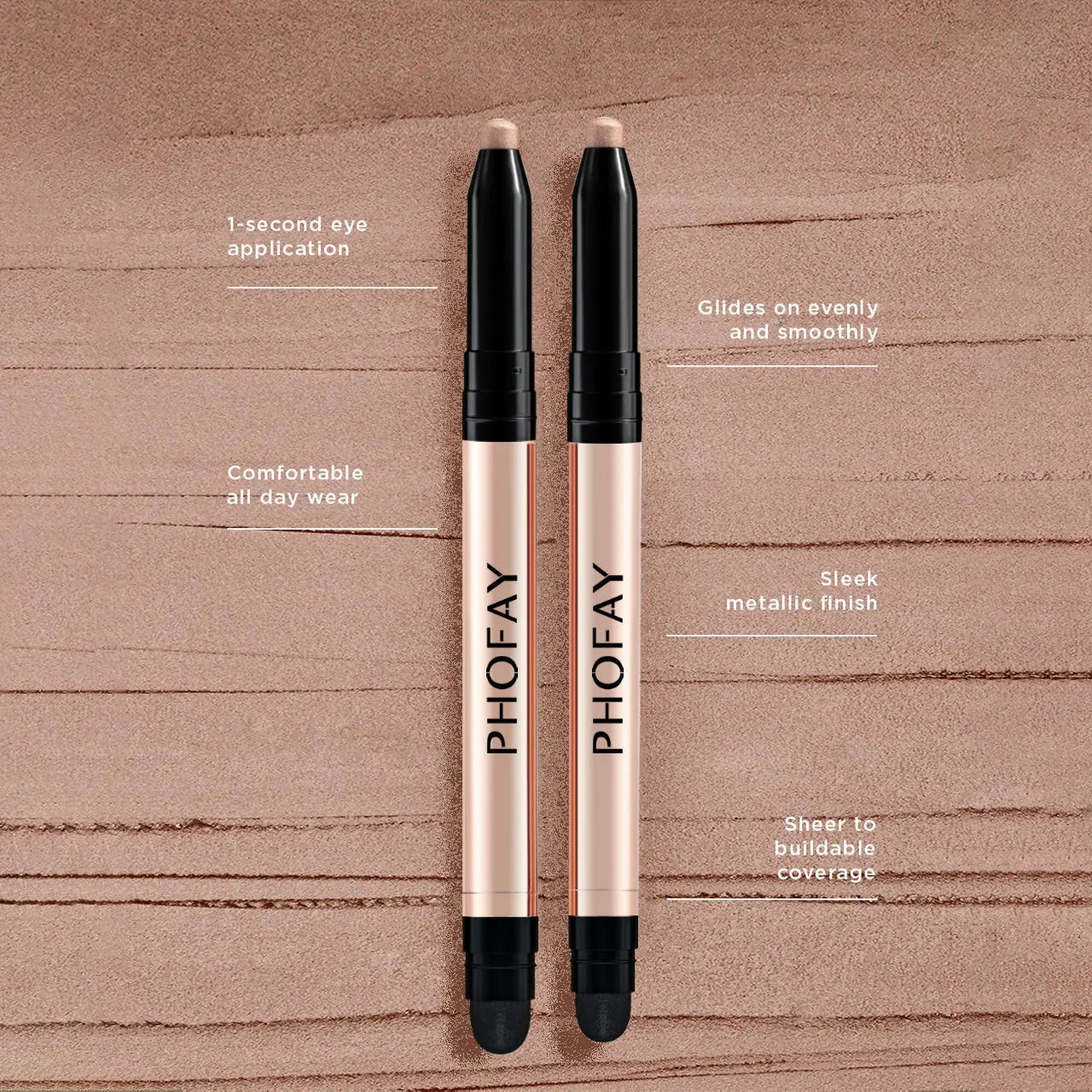PHOFAY Eyeshadow Stick with built-in smudger, 0.6g net weight, waterproof formula