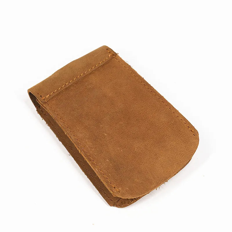 Crazy horse leather key case in dark brown, 7cm by 11.5cm, compact key organiser