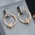 Copper geometric round ring earrings for women with electroplated finish in colour EK13286-FD-01.