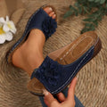Women's dark brown thick sole peep-toe slippers with fish mouth PVC upper and rubber bottom