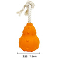Natural rubber stuffable dog chew toy with longer strap for interactive fetch and treat dispensing