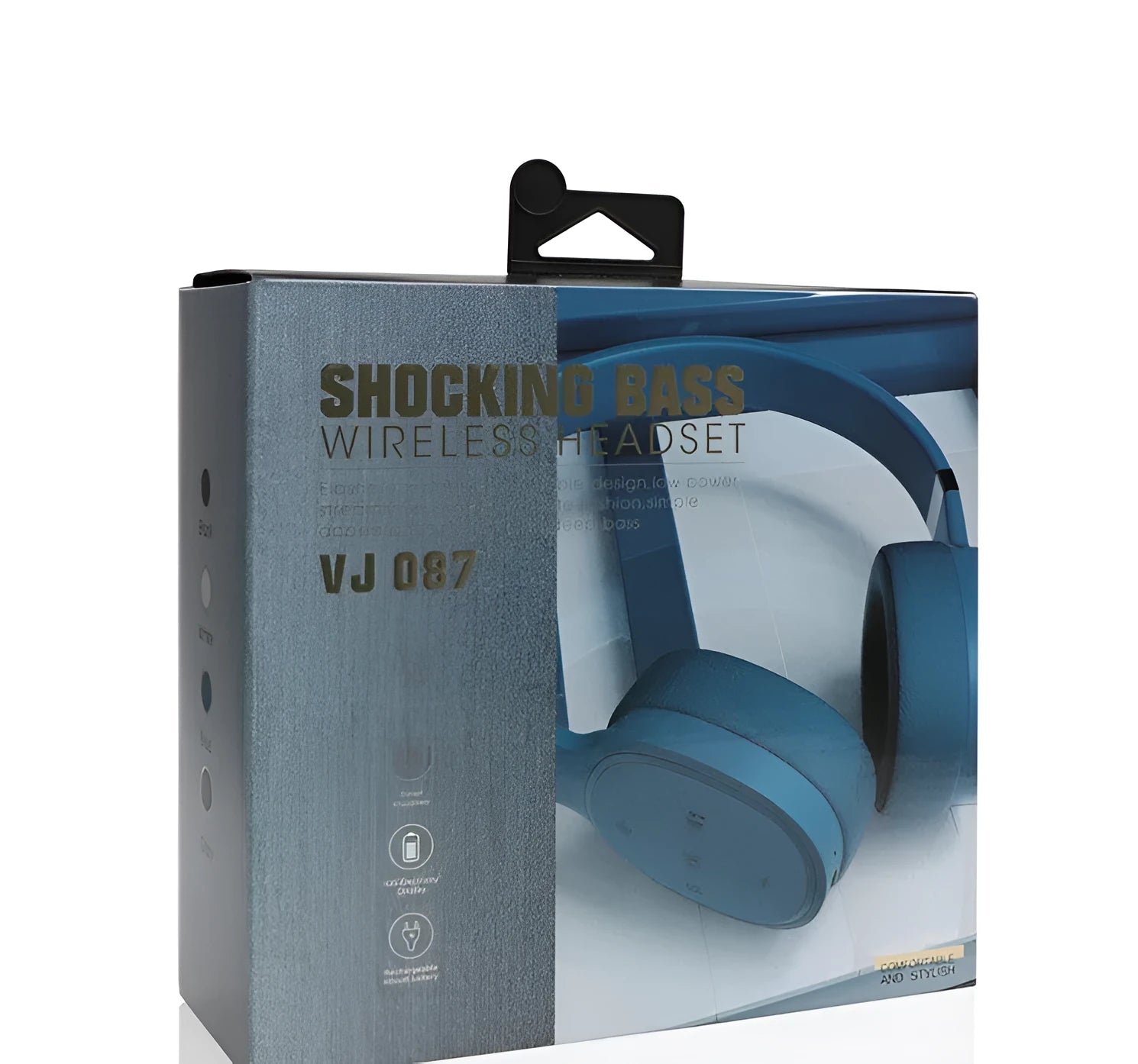 Wireless Bluetooth over-ear headset shown in black, with visible ear cup and headband.