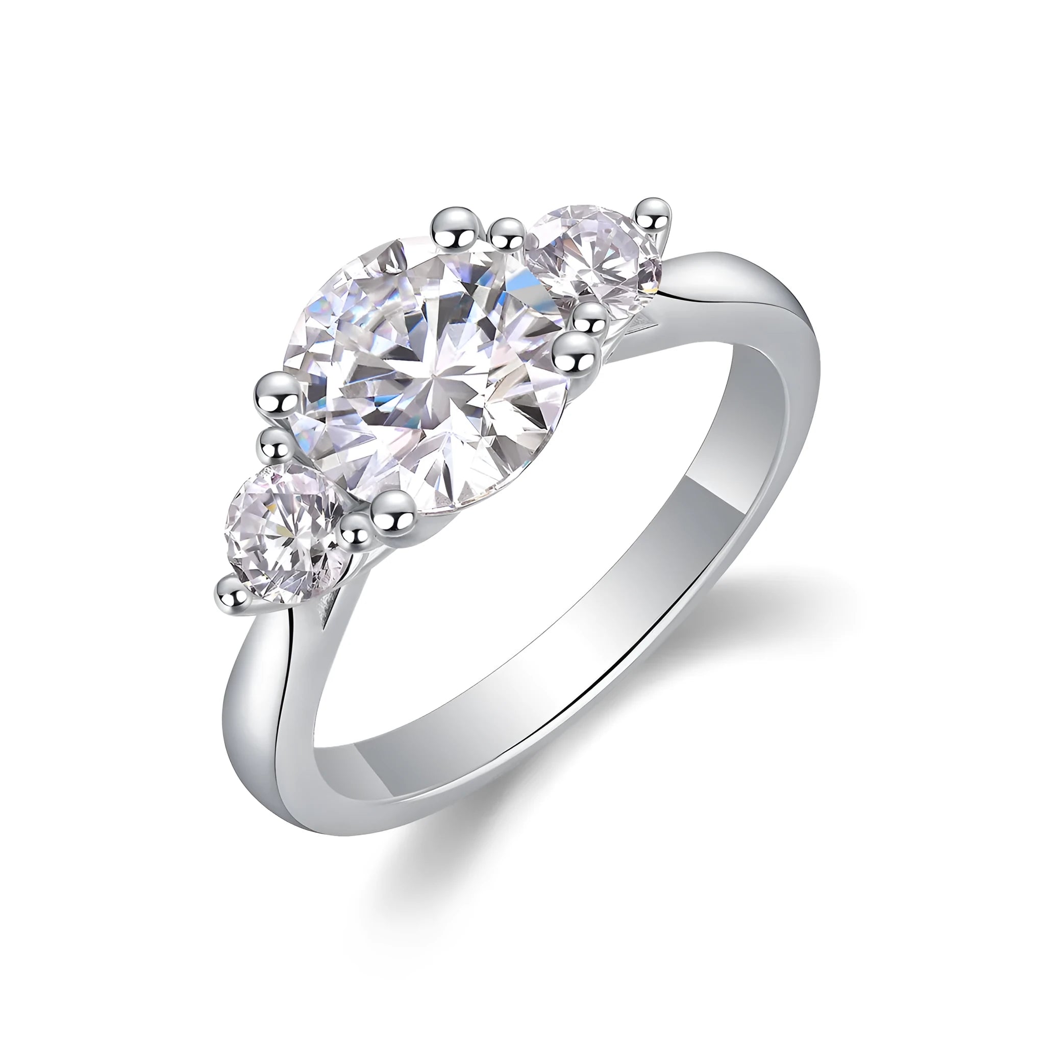 Three Reincarnations wedding ring set with 2-carat moissanite centre stone S925 silver gold-plated in gift box