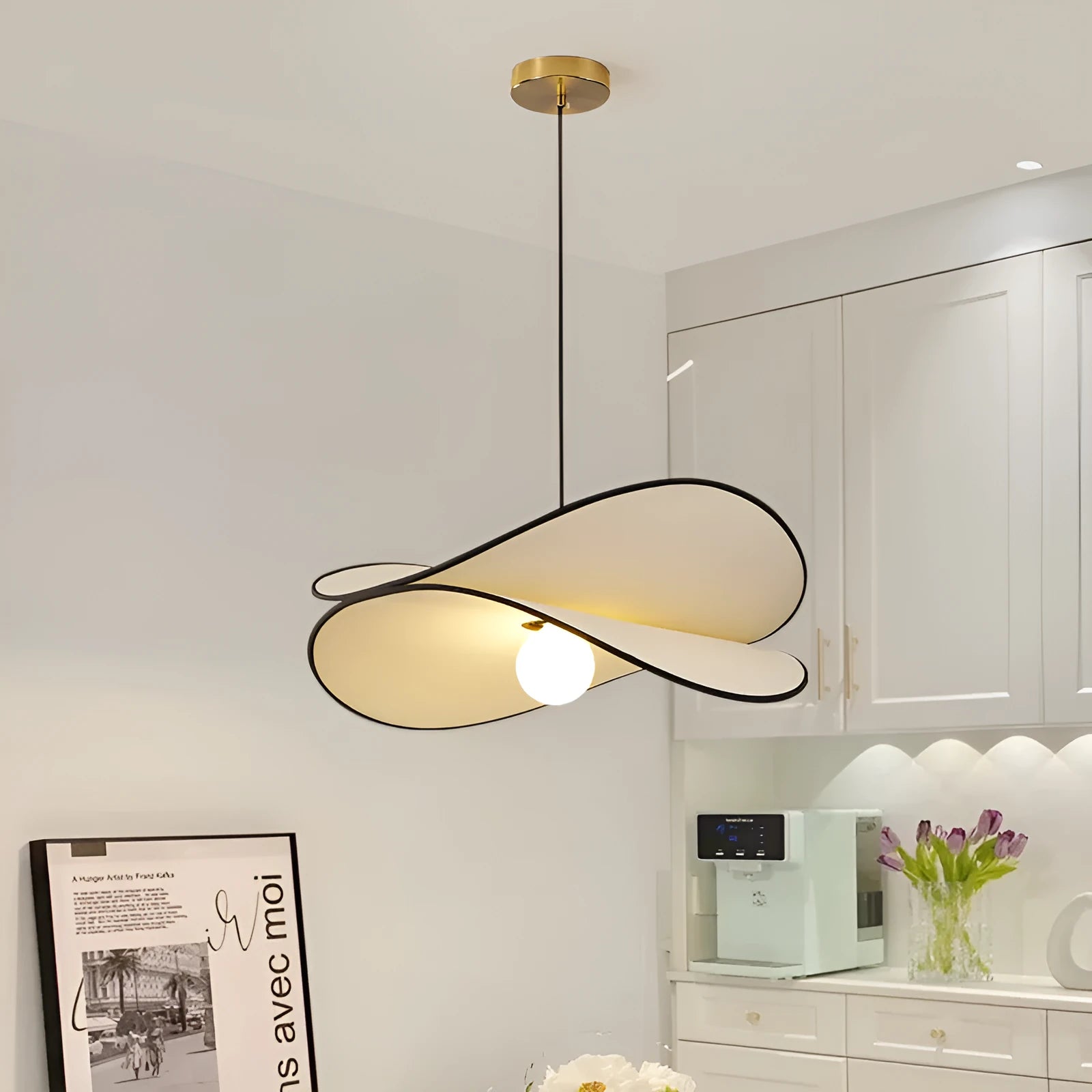 French style artistic chandelier pendant light with fabric potato chip shades