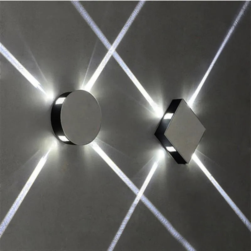 Modern square and round LED wall light with iron shade and aluminium frame