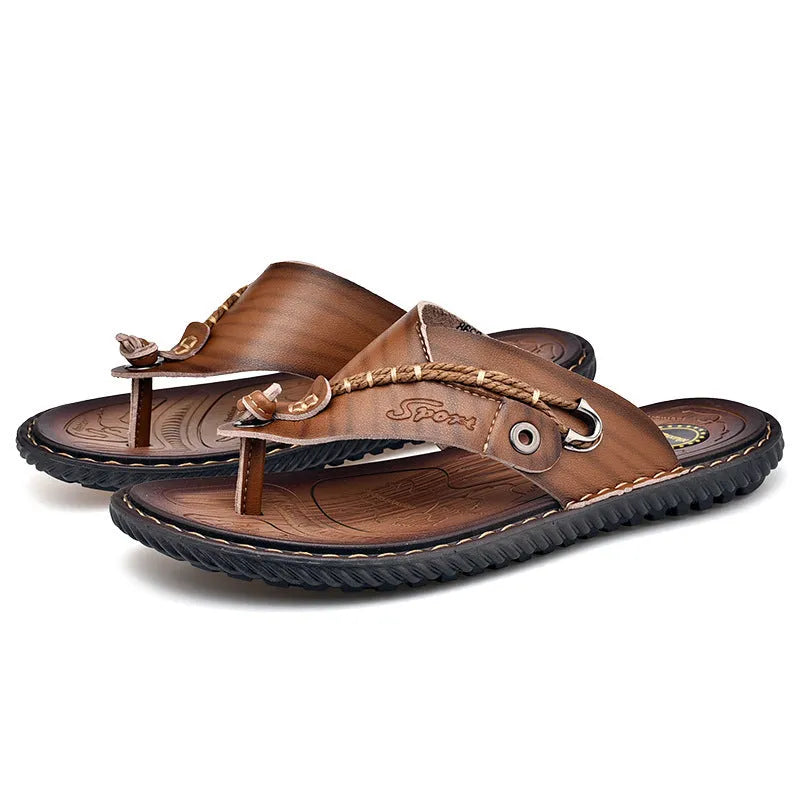 Men's black casual slippers with non-slip sole showing size range 38-47 options