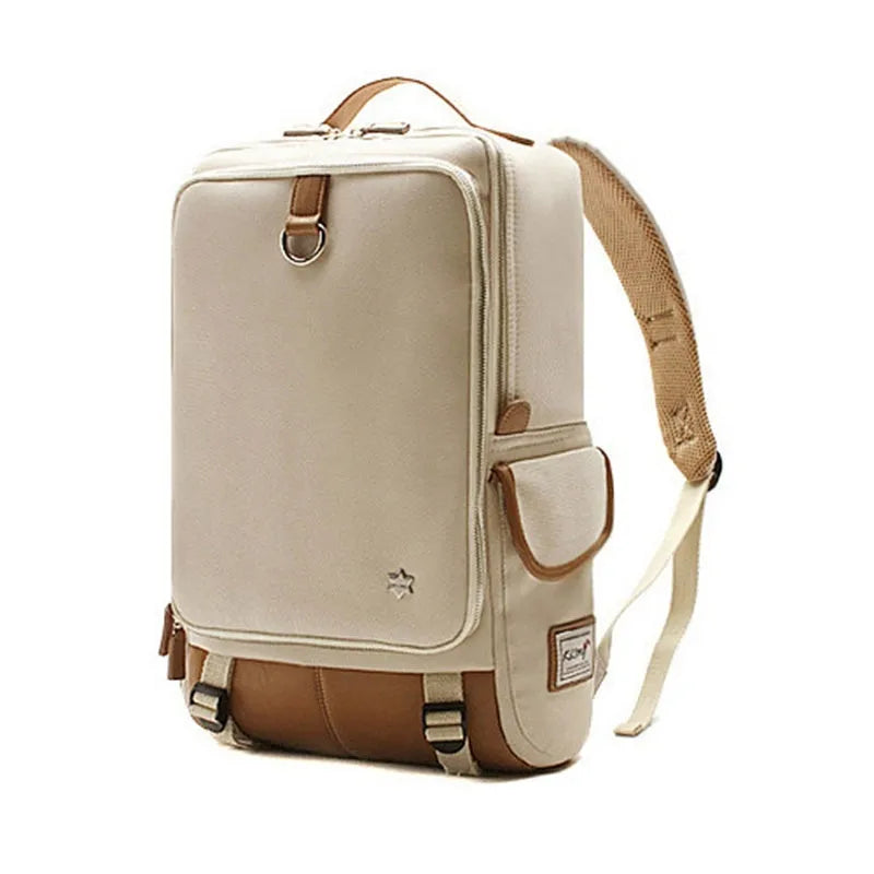 Modern men's Oxford cloth backpack in Army Green colour, showing its large main compartment.