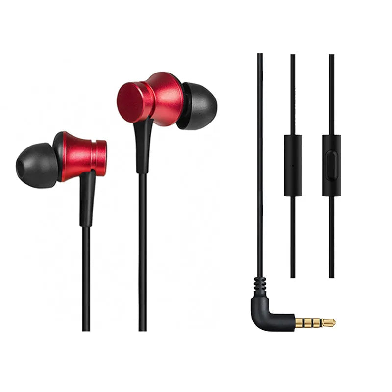 Piston wired in-ear headphones with 3.5mm jack in black, blue, and red colour options