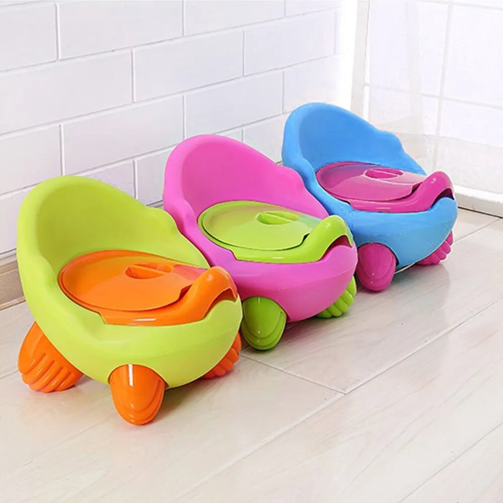 Dandan cartoon-designed baby toilet training stool in blue, made of PP plastic.