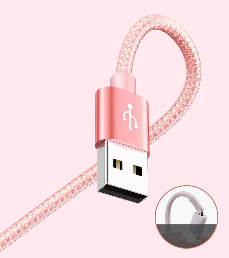 Three-in-one Micro USB charging cable in multiple colours showing 1.2 metre length