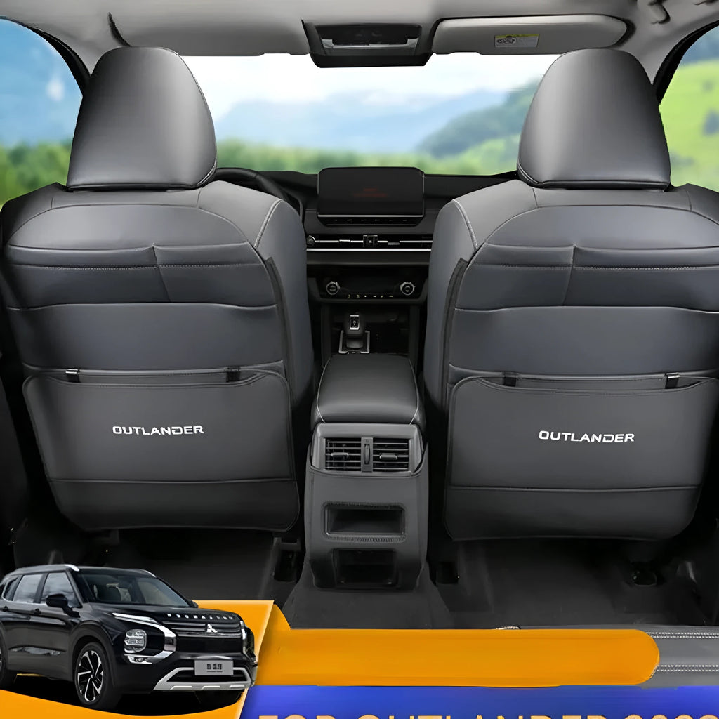Three leather anti-kick pads for 2023 Outlander interior protection in black, grey, and brown colour options