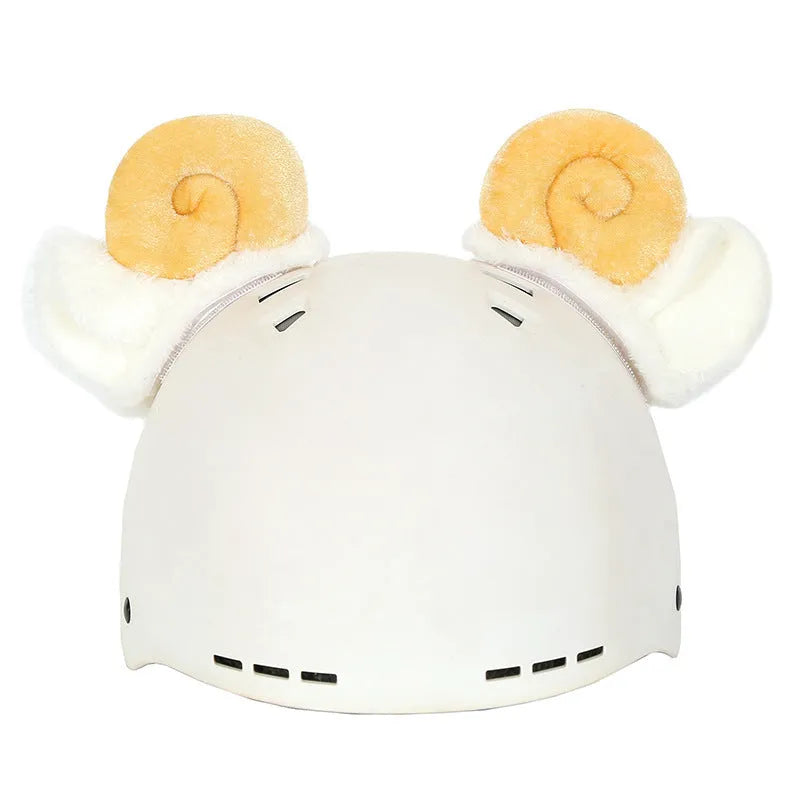 Cartoon-themed plush fabric helmet cover and ear decorations set for motorcycles and bicycles.