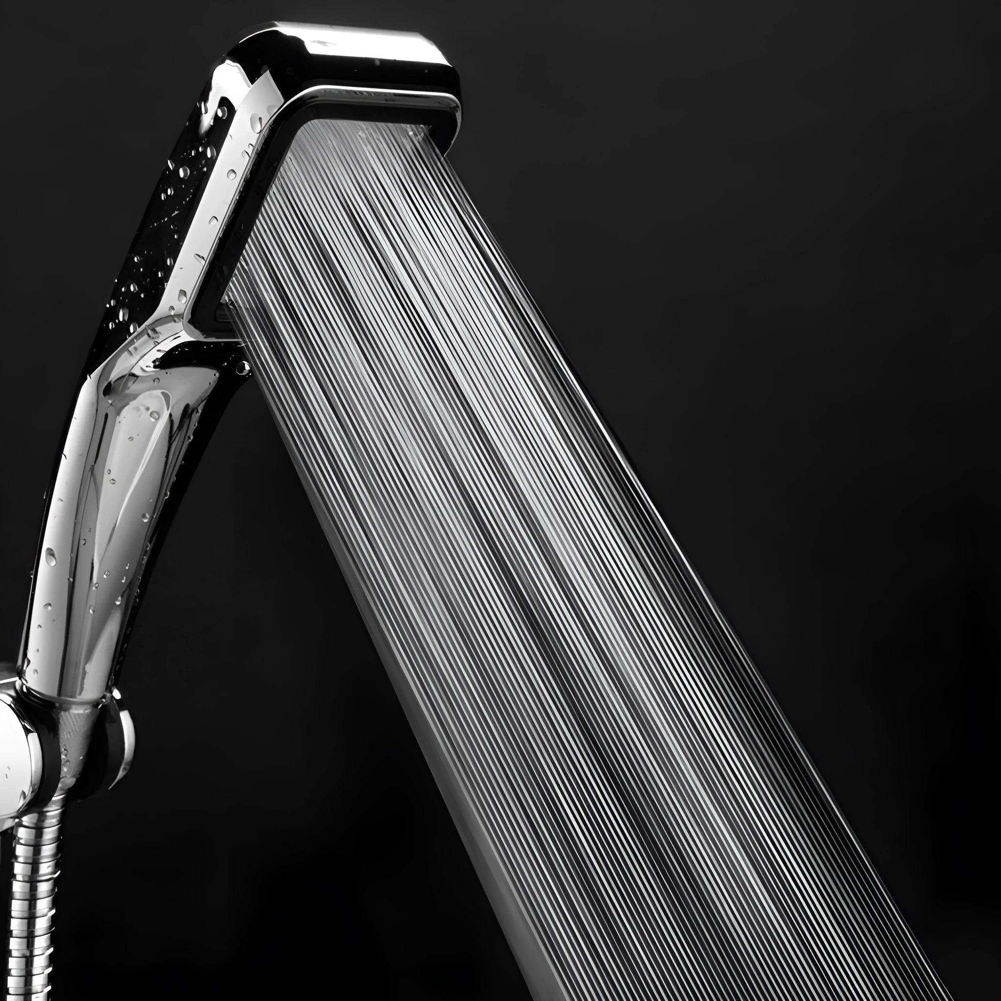 Orange hand-held pressurised shower with rain function for standard water pressure systems