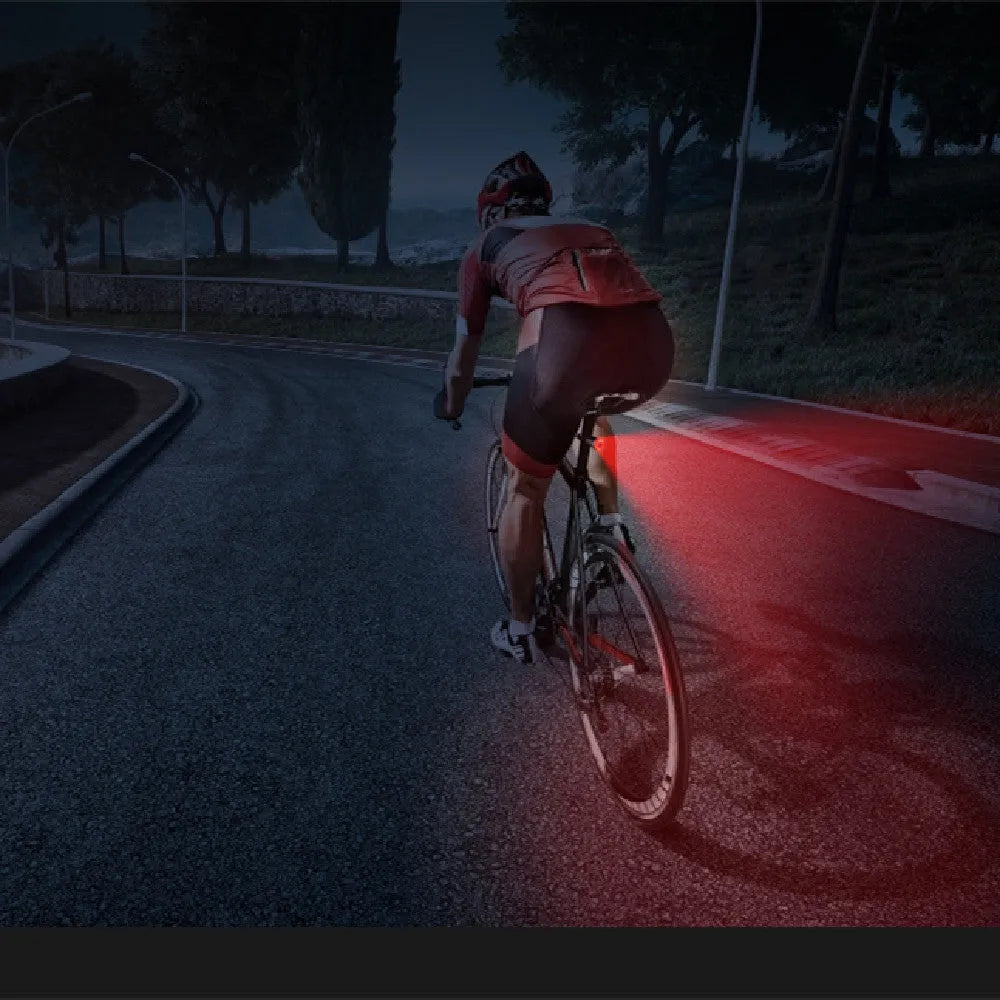 Black aluminium alloy smart brake sensing USB charging bicycle taillight with COB LED technology