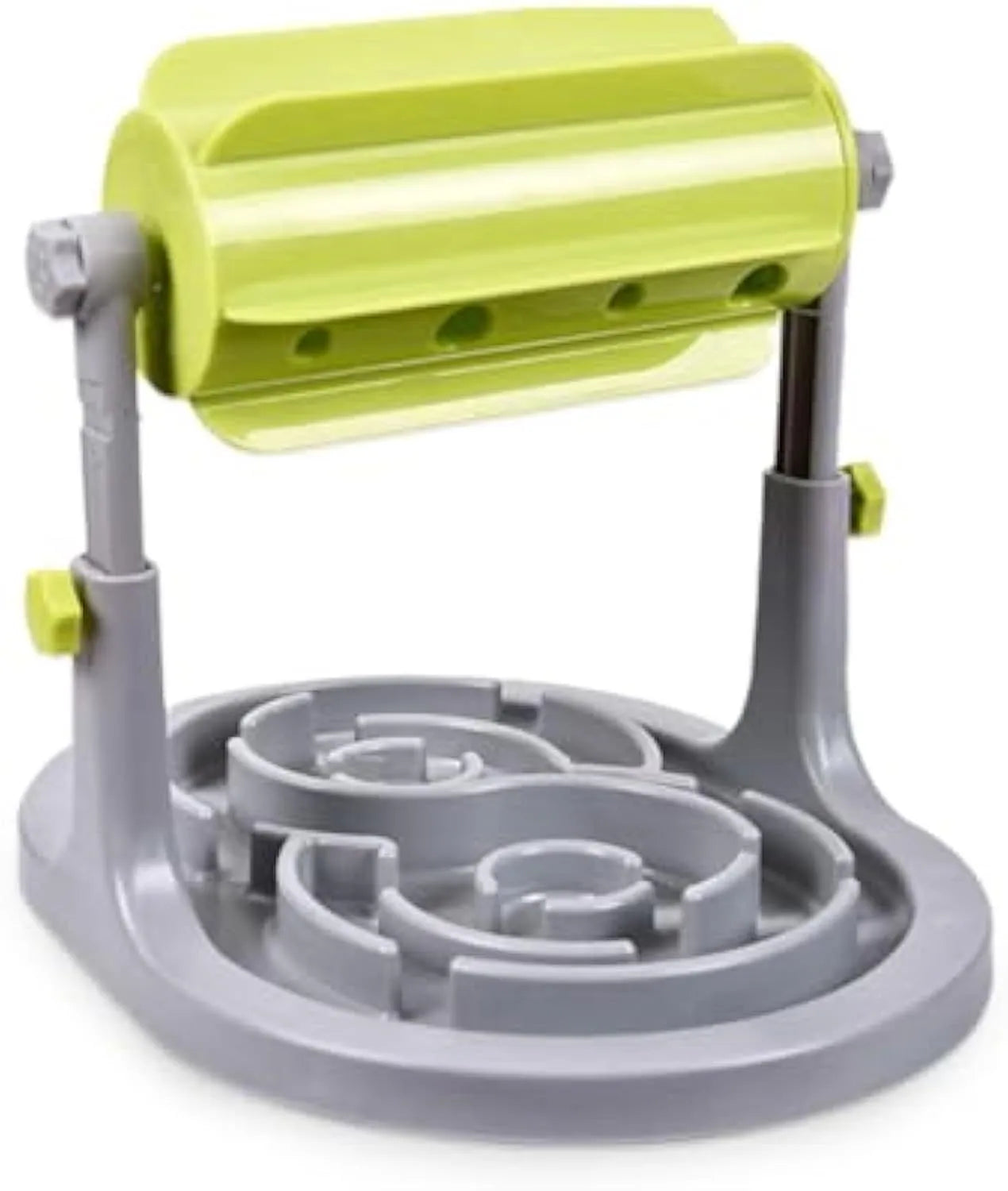 Adjustable height interactive pet food puzzle feeder for dogs and cats