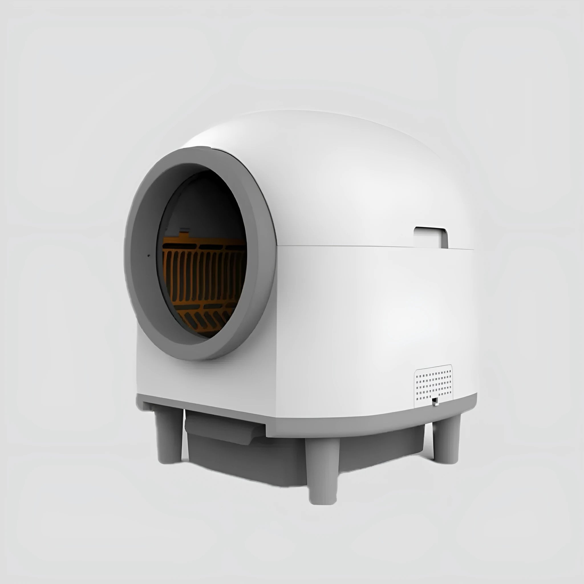 White automatic fully enclosed cat litter box with ABS plastic construction
