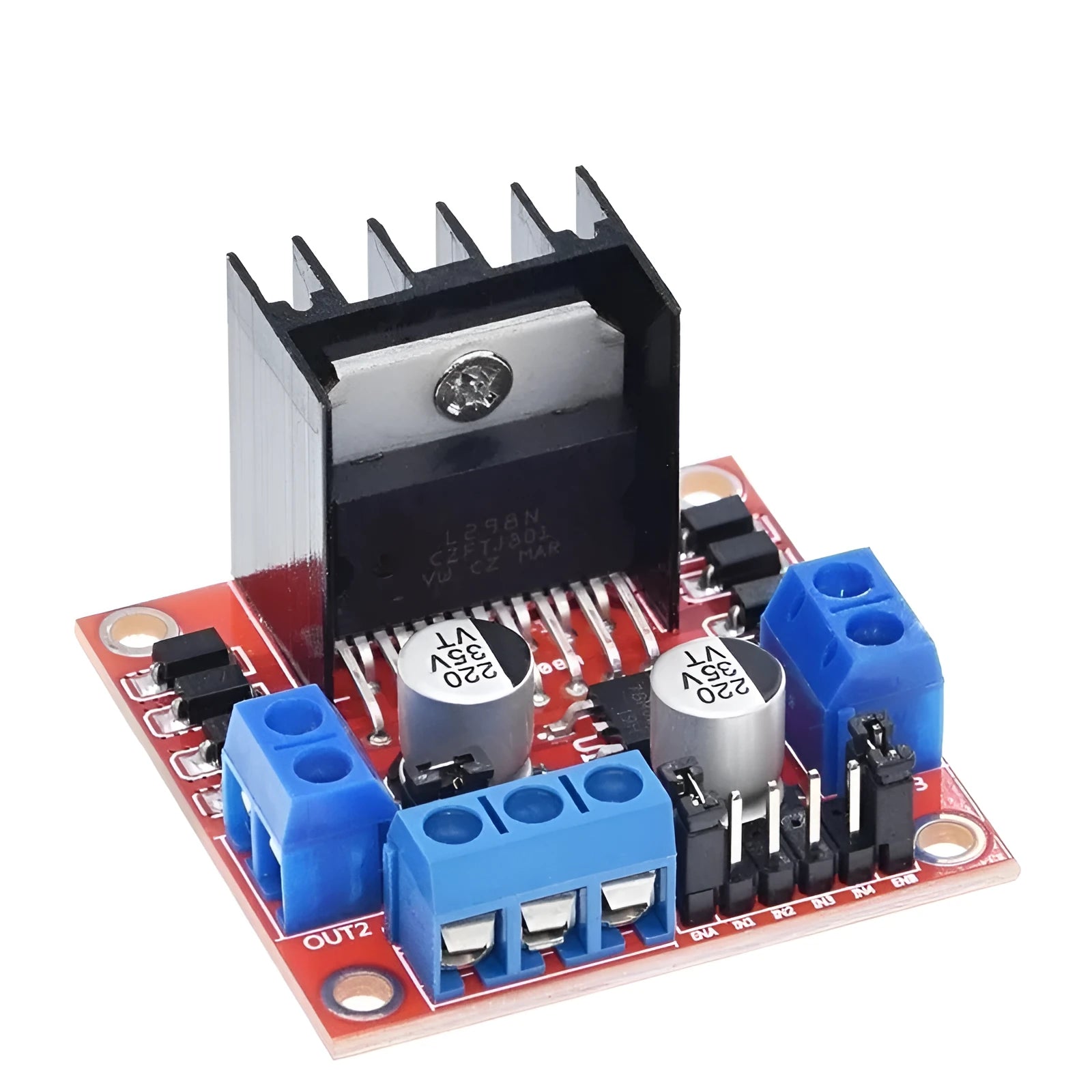 L298N motor driver control board module for DC and stepper motor control in robotics projects