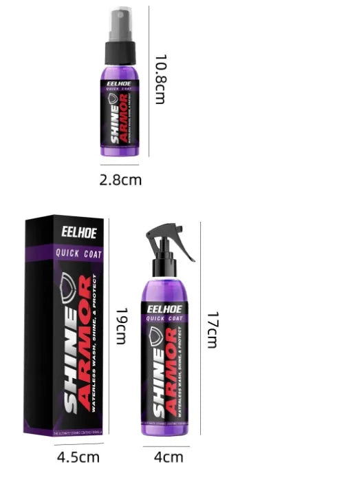 Purple car coating spray bottle in 30ml and 100ml sizes for hand application on automobile paint