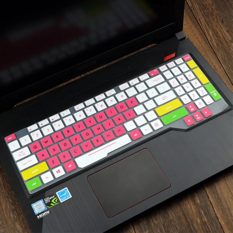 ASUS Flight laptop keyboard protective film cover shown in gradient blue on a laptop