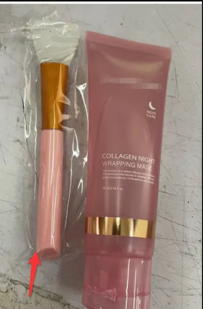 75ml collagen night facial mask bottle with application brush for firming and anti-wrinkle skin care