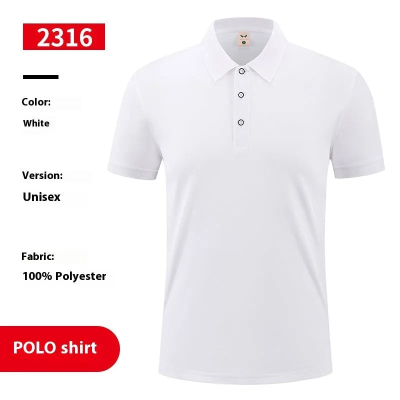 Ice silk short sleeve polo shirt on a hanger, shown in a light blue colour, plain front ready for logo.