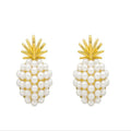 Korean style pineapple starfish pearl earrings with artificial gem inlays in gold, silver colours