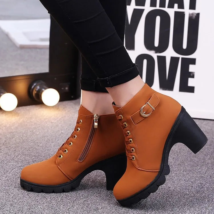 Cross strappy Martin booties with artificial PU suede upper in black, side view