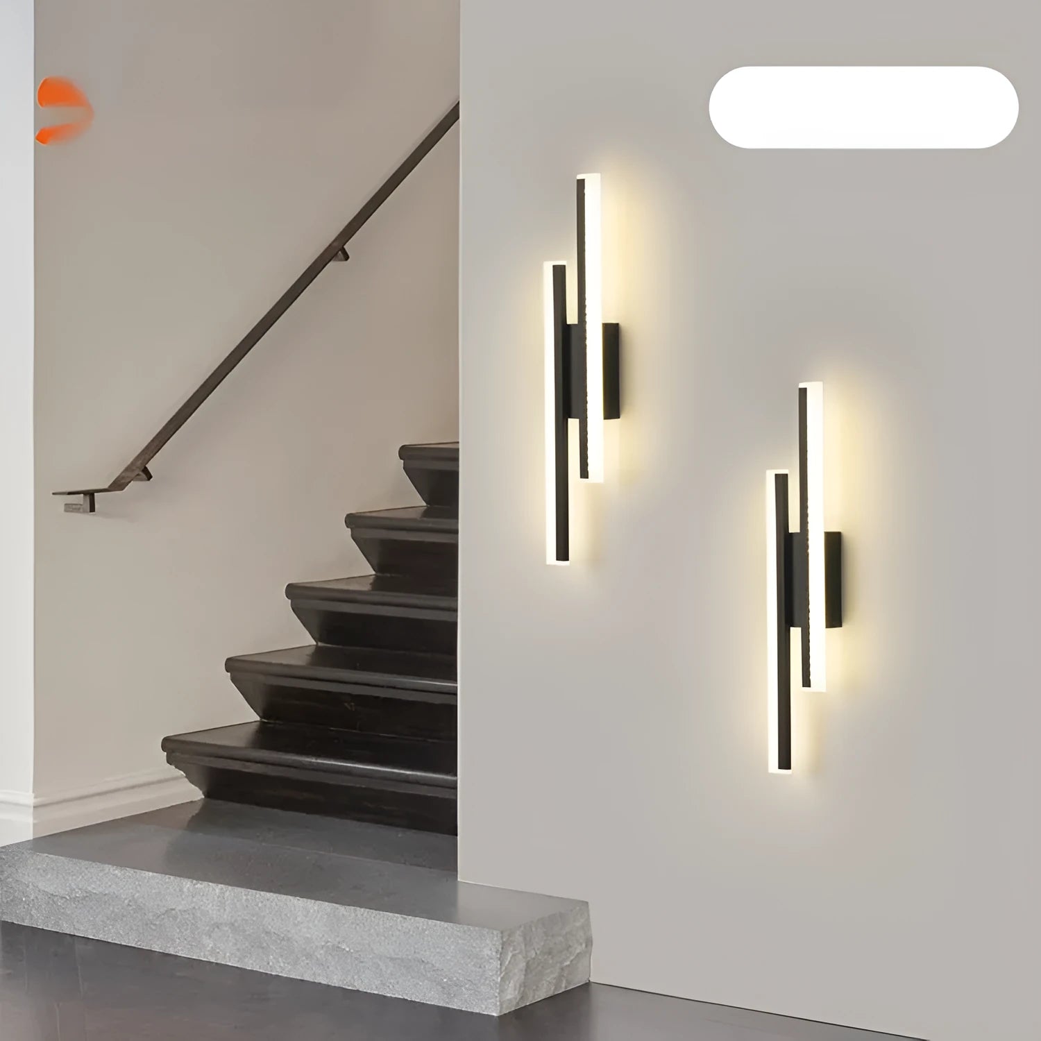 500mm gold finish double line wall lamp with tri-colour warm white lighting