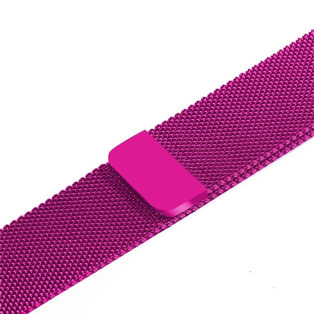 Stainless steel Apple Watch strap with buckle on a 42mm watch case in silver finish