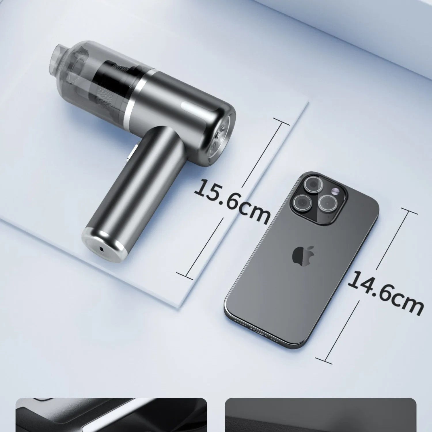Handheld cordless car vacuum cleaner with wireless charging dock and cleaning attachments