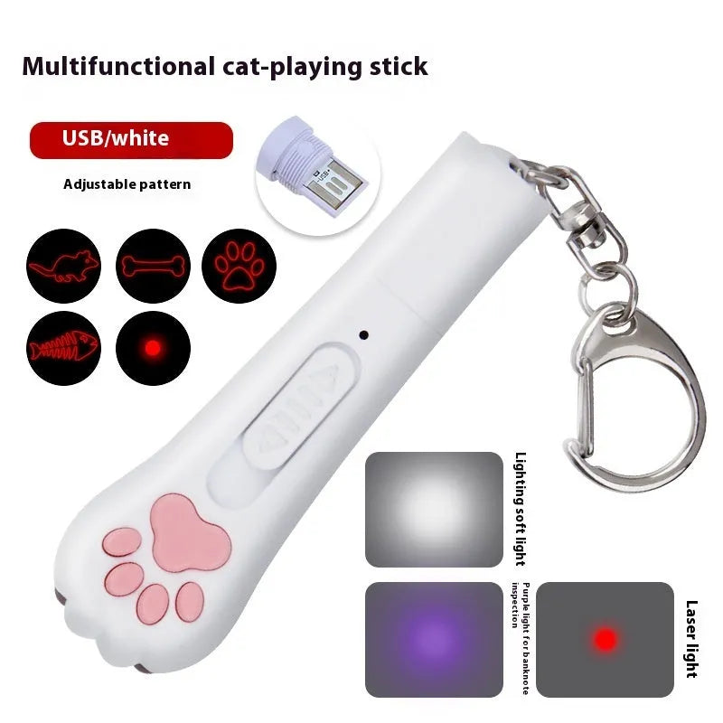 Infrared mini pet footprints laser charging toy in choice of blue, pink, purple or white colours