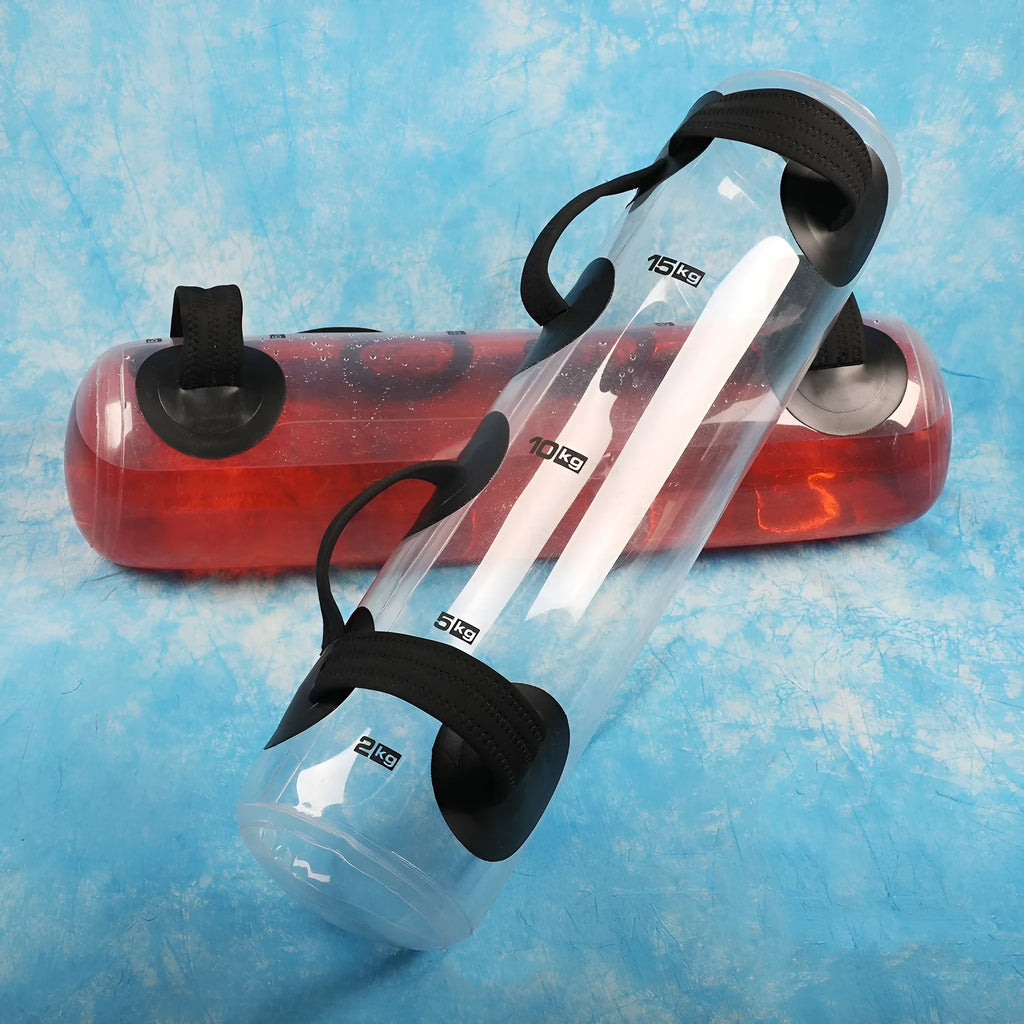 Transparent PVC inflatable weight lifting bag filled with water for adjustable strength training