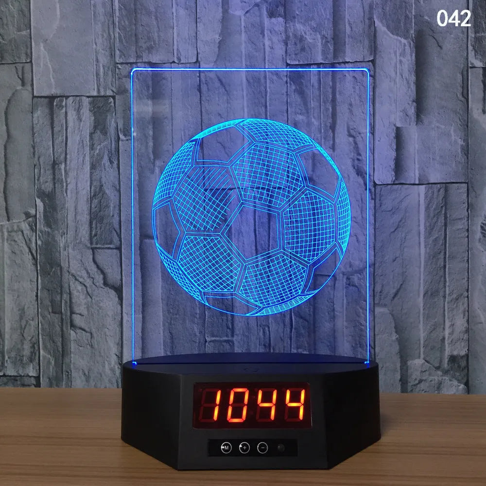 3D glowing dolphin shaped LED table lamp with remote control on a bedside table.