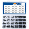 Black countersunk head laptop screws with cross groove, showing diameter and length scale.