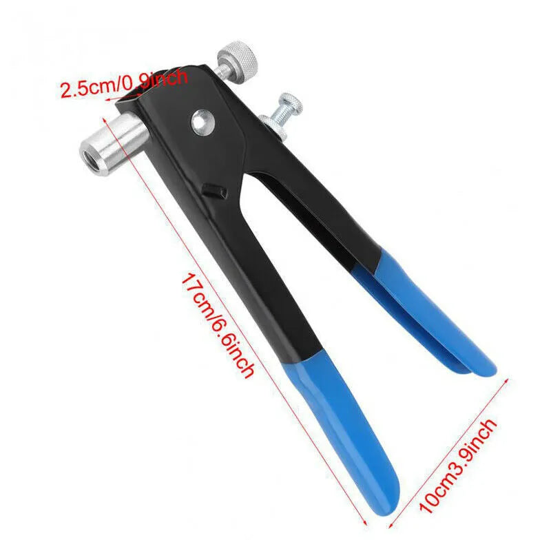 Manual riveter nut gun set with alloy steel tool, accessories, and storage case