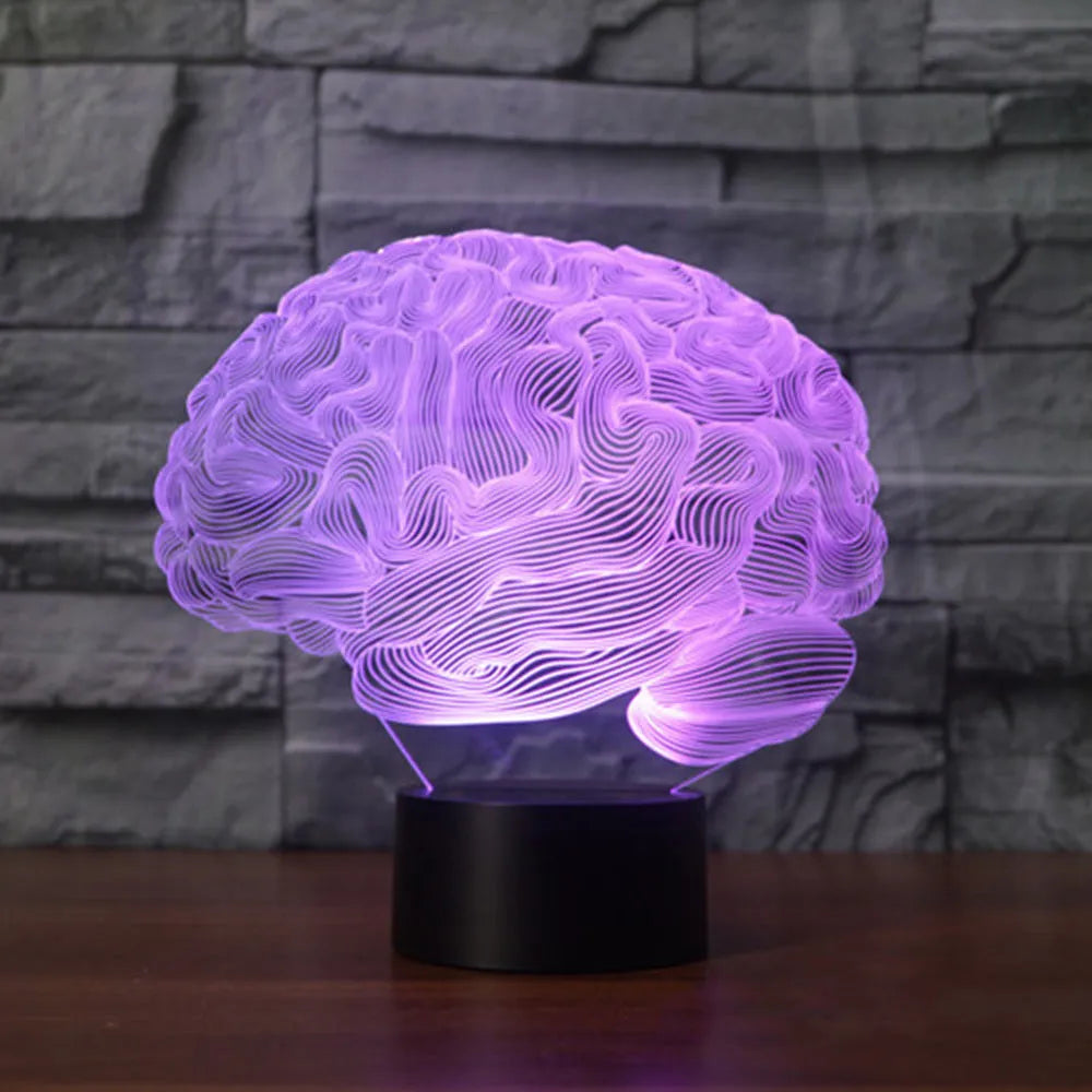 3D LED desk lamp with remote control showing colourful acrylic visual illusion design
