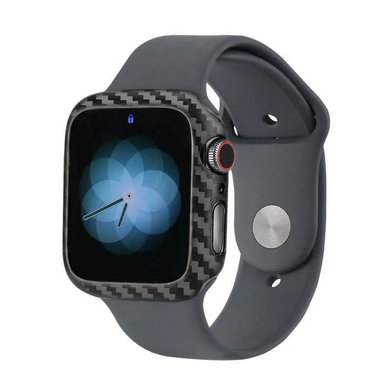 44mm Apple Watch 4 half wrap leather case in bright black and matt black options