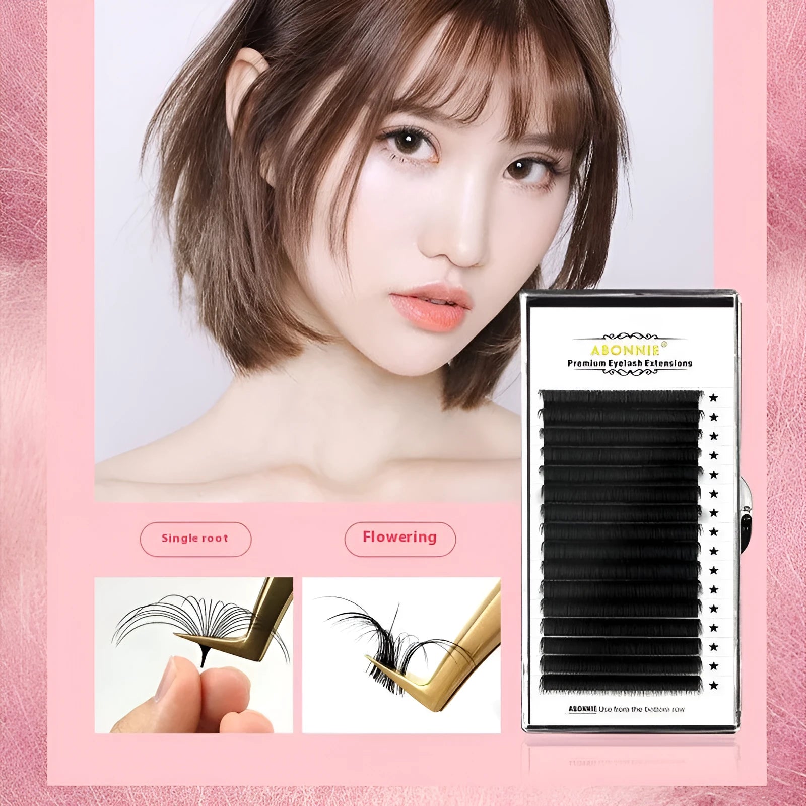 16-row dense round mink hair false eyelashes with matte finish showing length options 8-18mm
