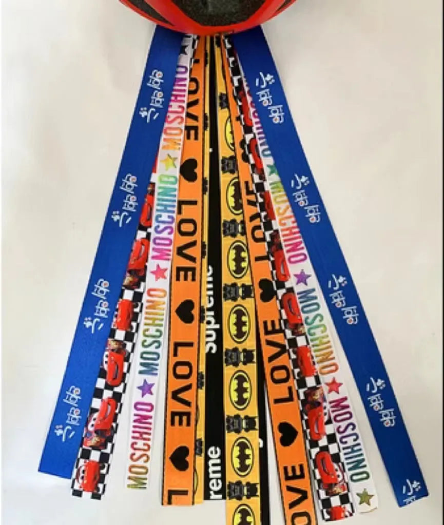 Children's helmet decorative streamer accessory in multiple colour choices for roller skating and biking
