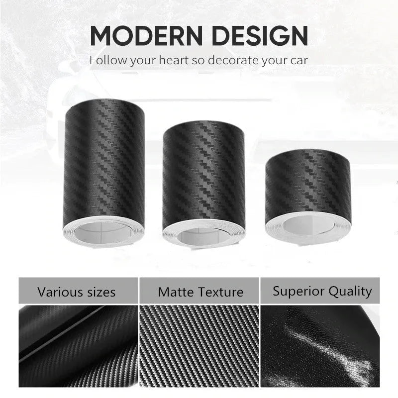 Matte finish 3D carbon fibre roll for car bumper and sill protection in various widths