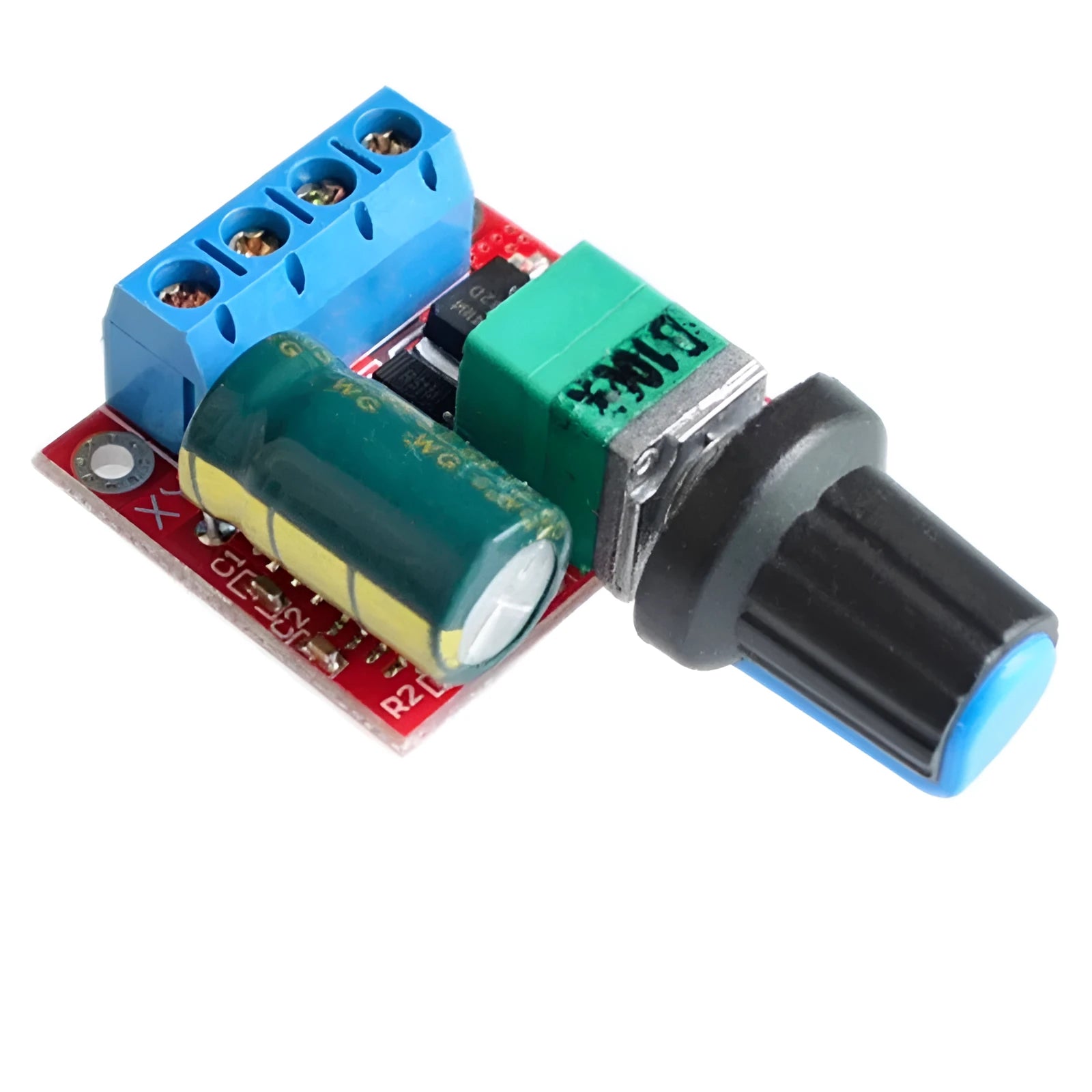 PWM DC motor speed controller with potentiometer knob for 5V-35V voltage regulation