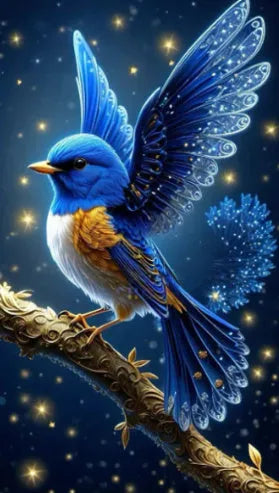 Blue bird diamond painting kit on 60x100cm acrylic canvas with rhinestones and internal framework