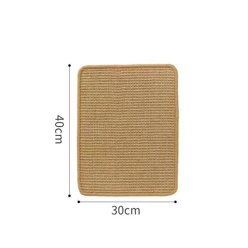 Large and small sisal fibre cat scratch boards with pastoral design on a neutral background.